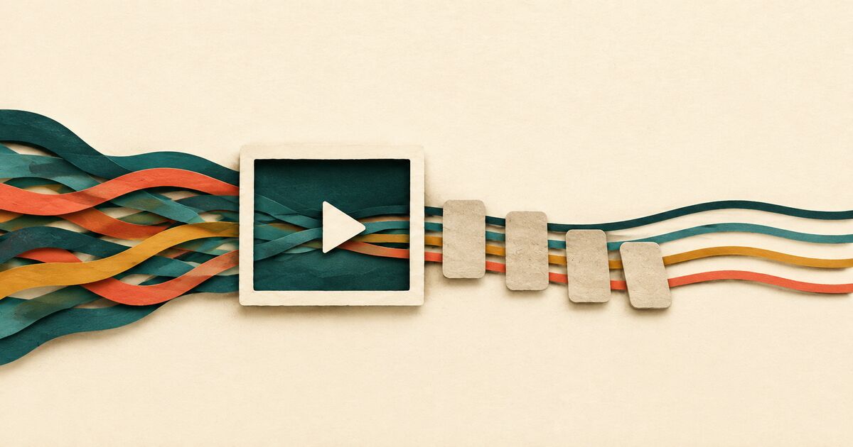 A dense paper sound path separates into simpler steps beside a video frame, showing how to reduce overwhelming difficulty.
